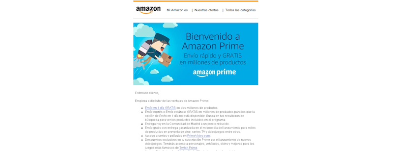 Contratación Amazon Prime